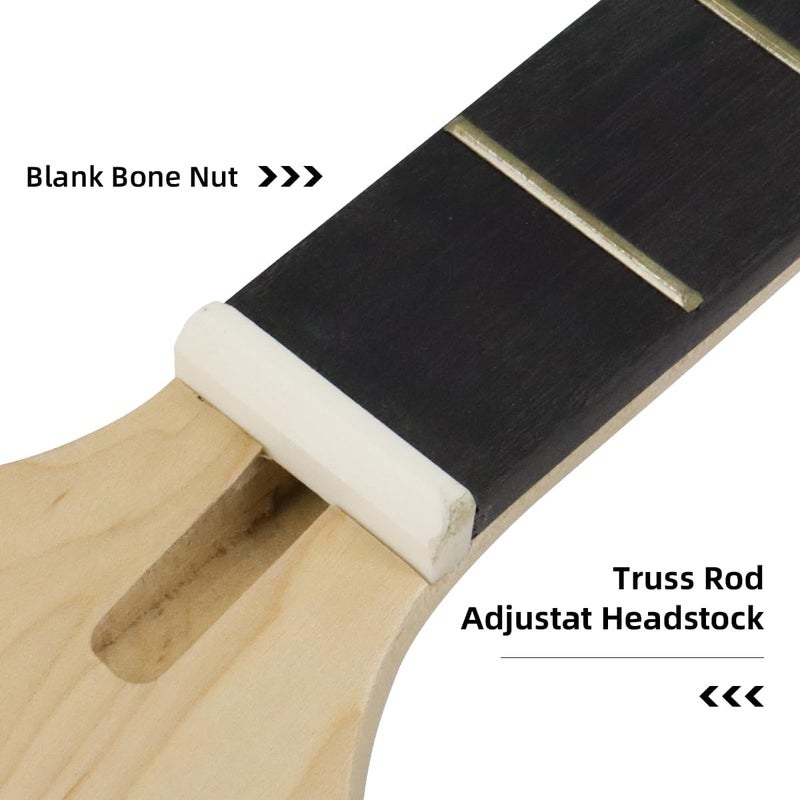 Domofa Guitar Neck for 3 or 4 String Cigar Box Guitar 21 Fret 25.5" Scale Maple Neck Rosewood Fretboard Replacement 91 cm/35.8inch - Image 3